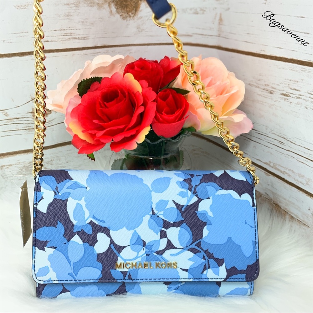 Large phone crossbody michael kors navy floral - Picture 1 of 7